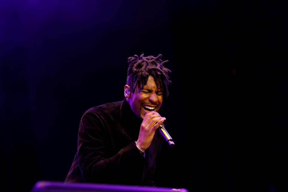 Jon Batiste performs at the namm show